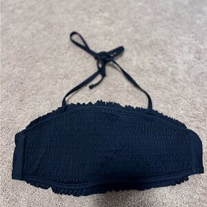 Black Smocked Bikini Top